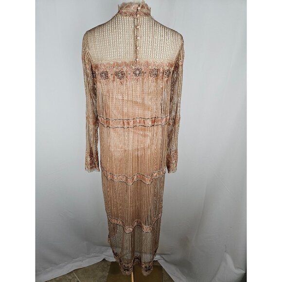 Rina Di Montella Vintage Designer Silk Evening Dress Lace & Beaded Detail Size 8 - Picture 8 of 12